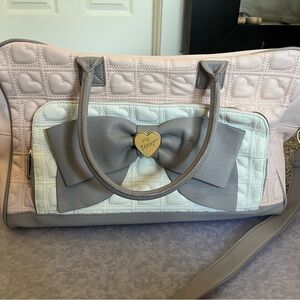 Betsey Johnson Pink and White Heart Travel Bag